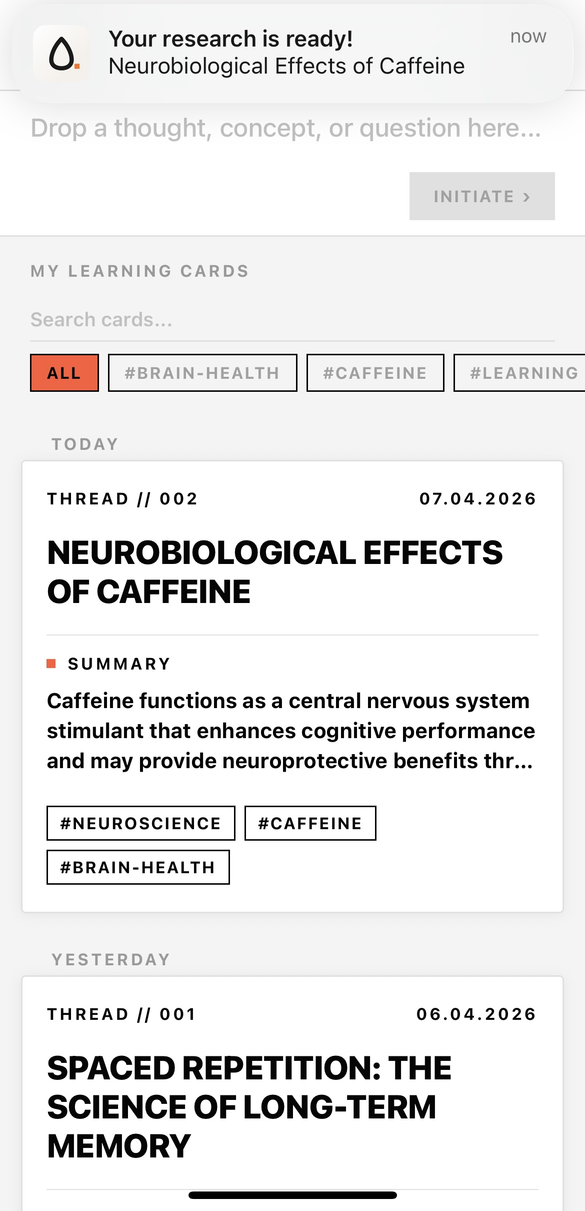 Notification and ready research